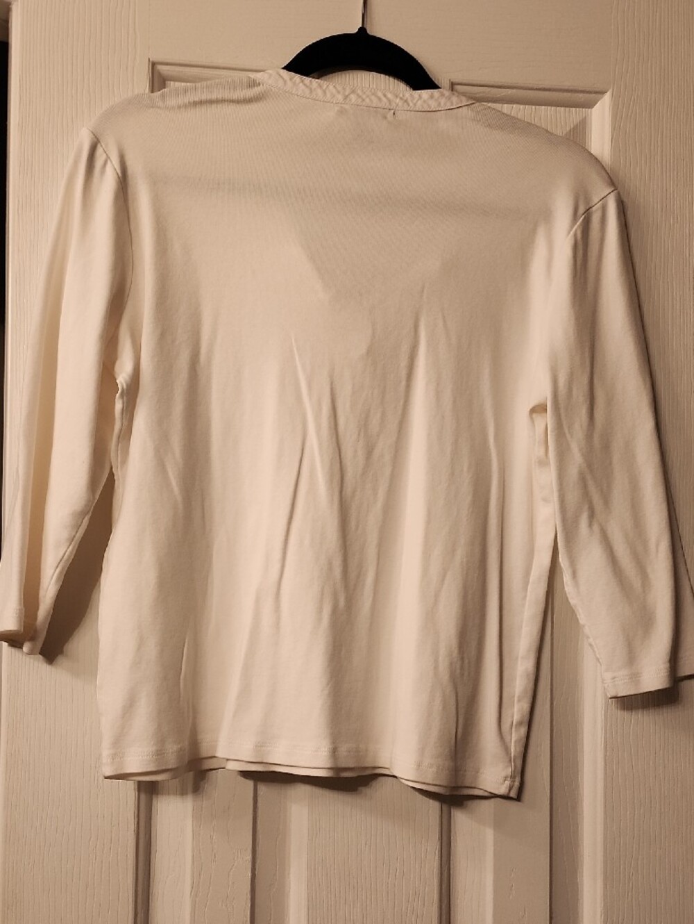 Chaps White Henley-Style 3/4 Sleeve Top - Picture 3 of 5